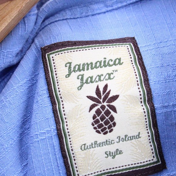 Jamaica Jaxx Hawaiian Silk Shirt Mens Blue Floral Button Down Collared Medium M - Picture 6 of 10